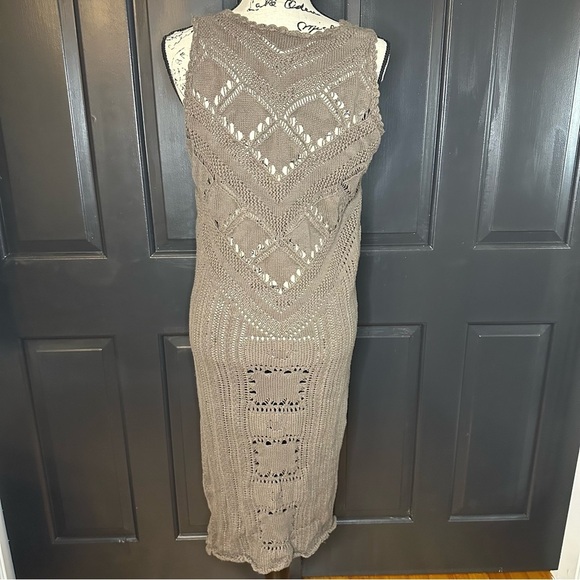 FP Beach Crochet Dress Womens S Brown Knit Swim Coverup Beach Boho Beachy(a4 - Picture 5 of 13